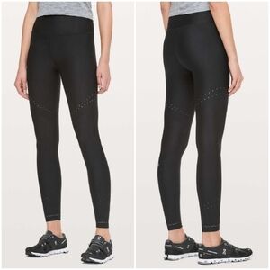 Lululemon Zoned In Black Perforated Leggings Tights 27"